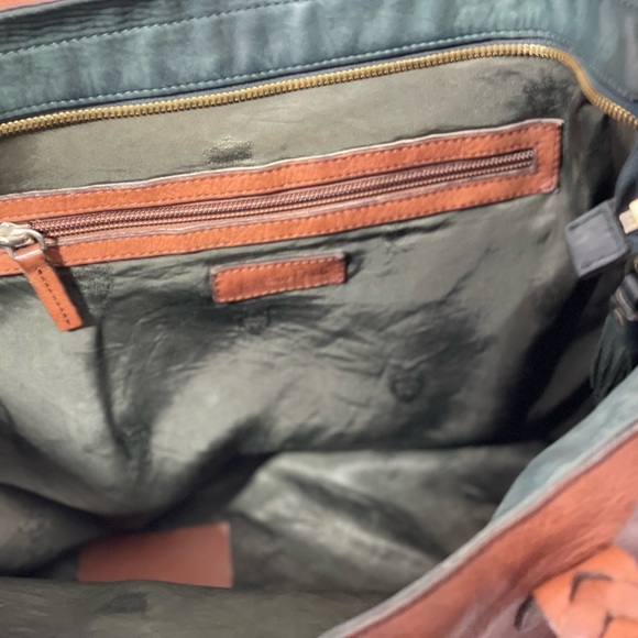 MASSIMO DUTTI cognac leather large tote with crossbody strap - Picture 5 of 5